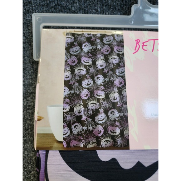 Betsey Johnson Shower Curtain Set Ombre Pumpkin Spider Web Halloween 12 Hooks - Picture 3 of 4